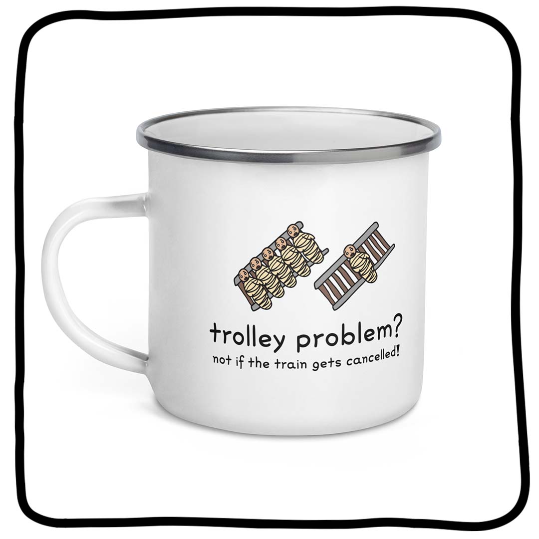 trolley problem mug